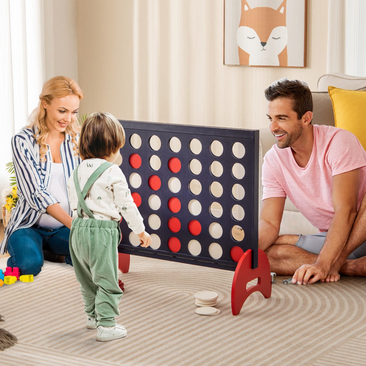 Giant 4-in-a-row Game Set Wooden Jumbo 4-to-Score Game