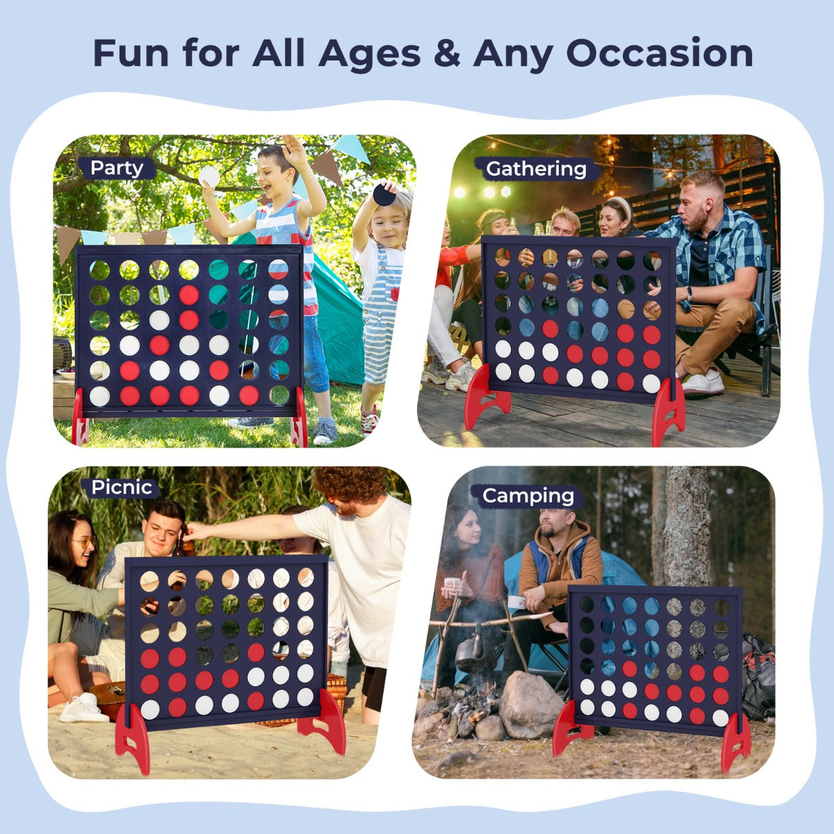 Giant 4-in-a-row Game Set Wooden Jumbo 4-to-Score Game
