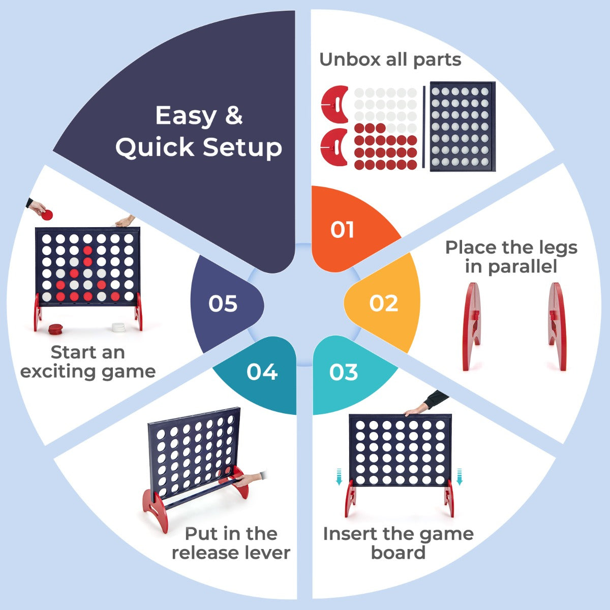Giant 4-in-a-row Game Set Wooden Jumbo 4-to-Score Game
