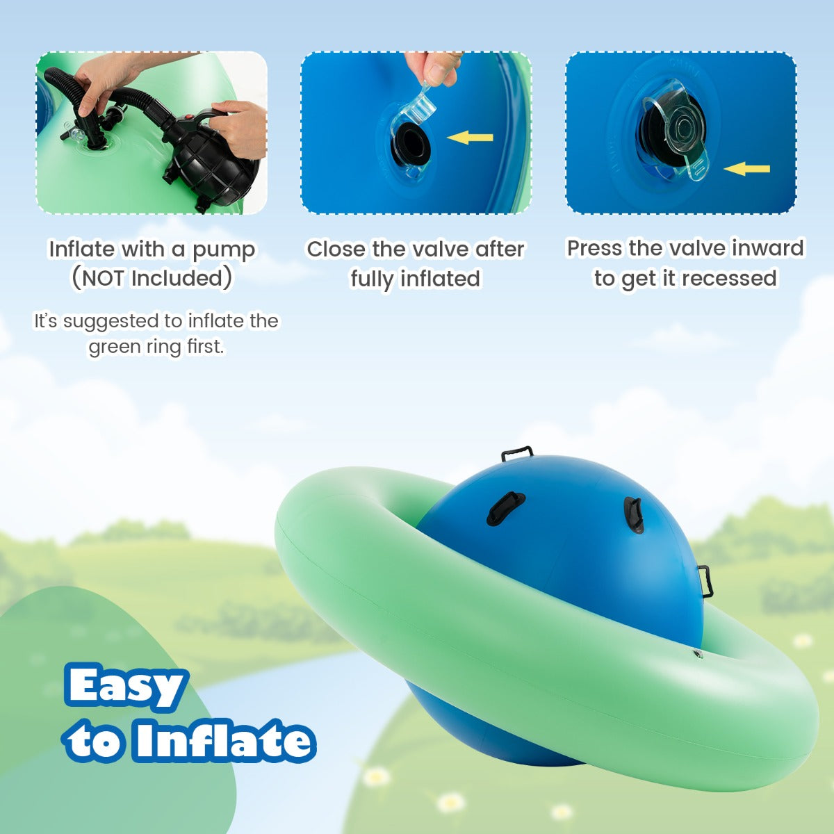 7.5Feet Giant Inflatable Dome Rocker Bouncer for Kids with 6 Built-in Handles