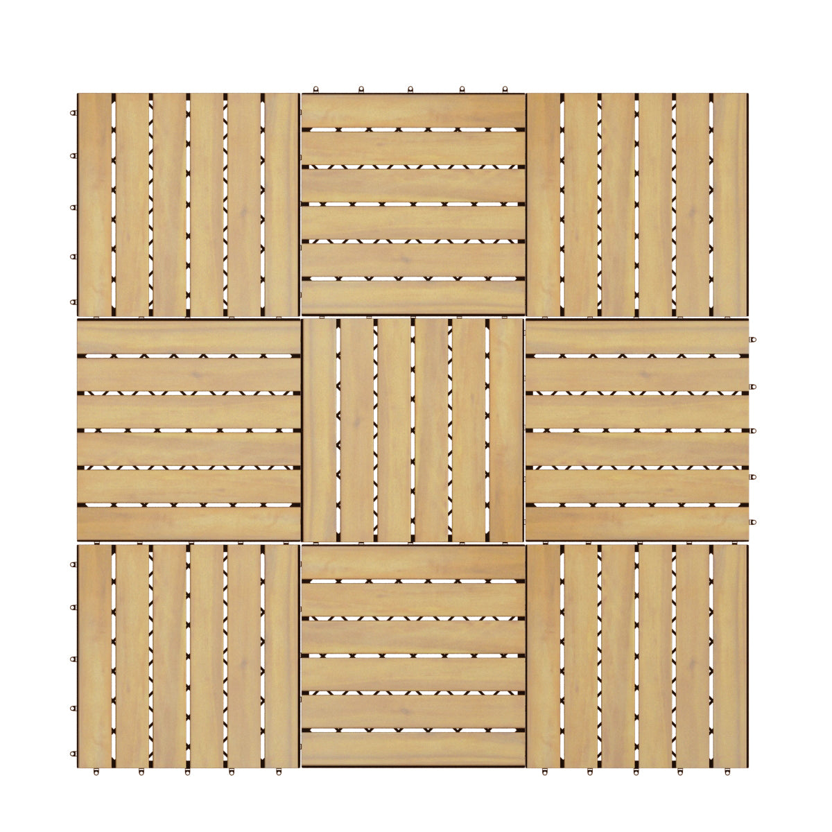 30*30cm 10-Pack Acacia Wood Flooring Deck Tiles for Indoor & Outdoor