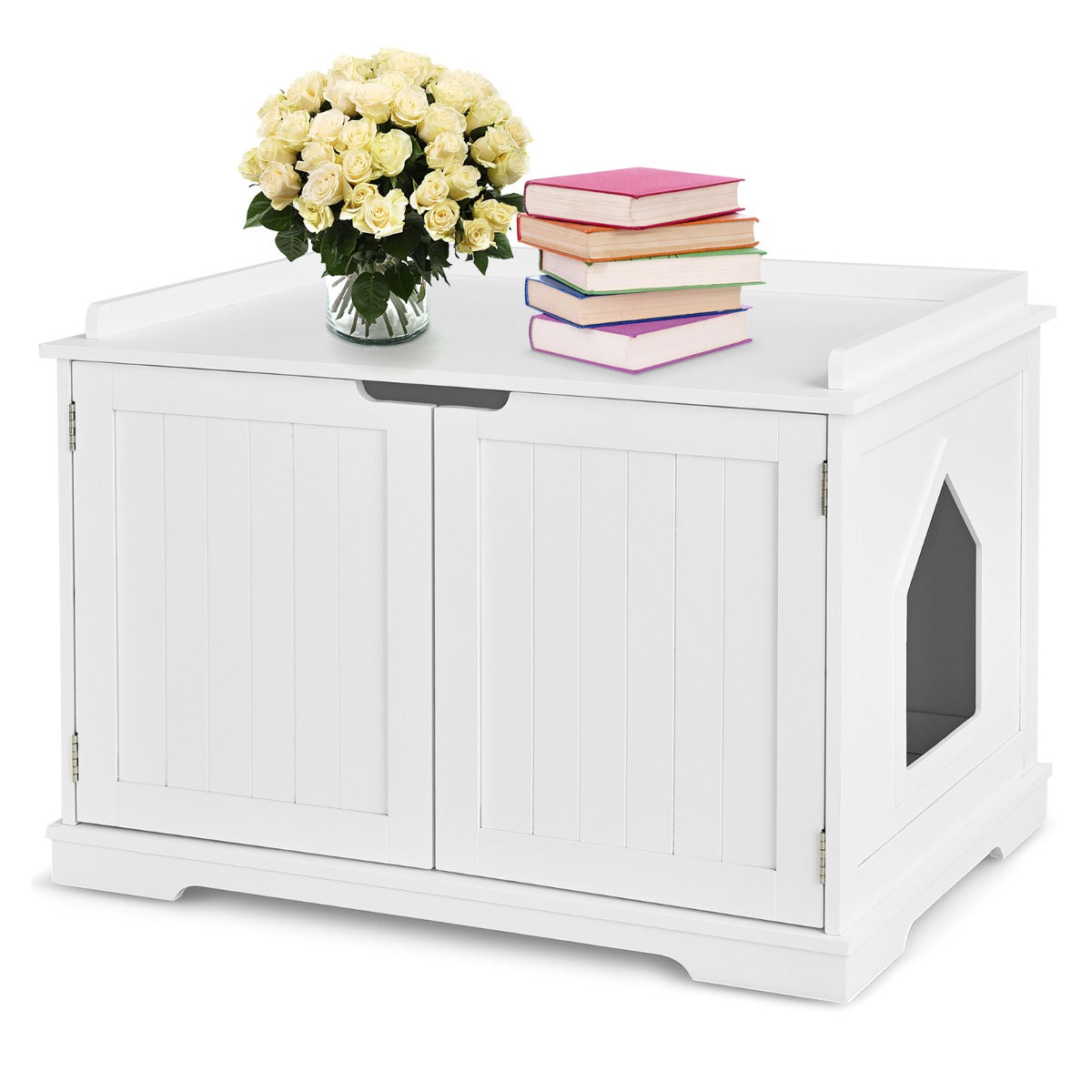 Cat Litter Box with Magnetic Door and Adjustable Partition