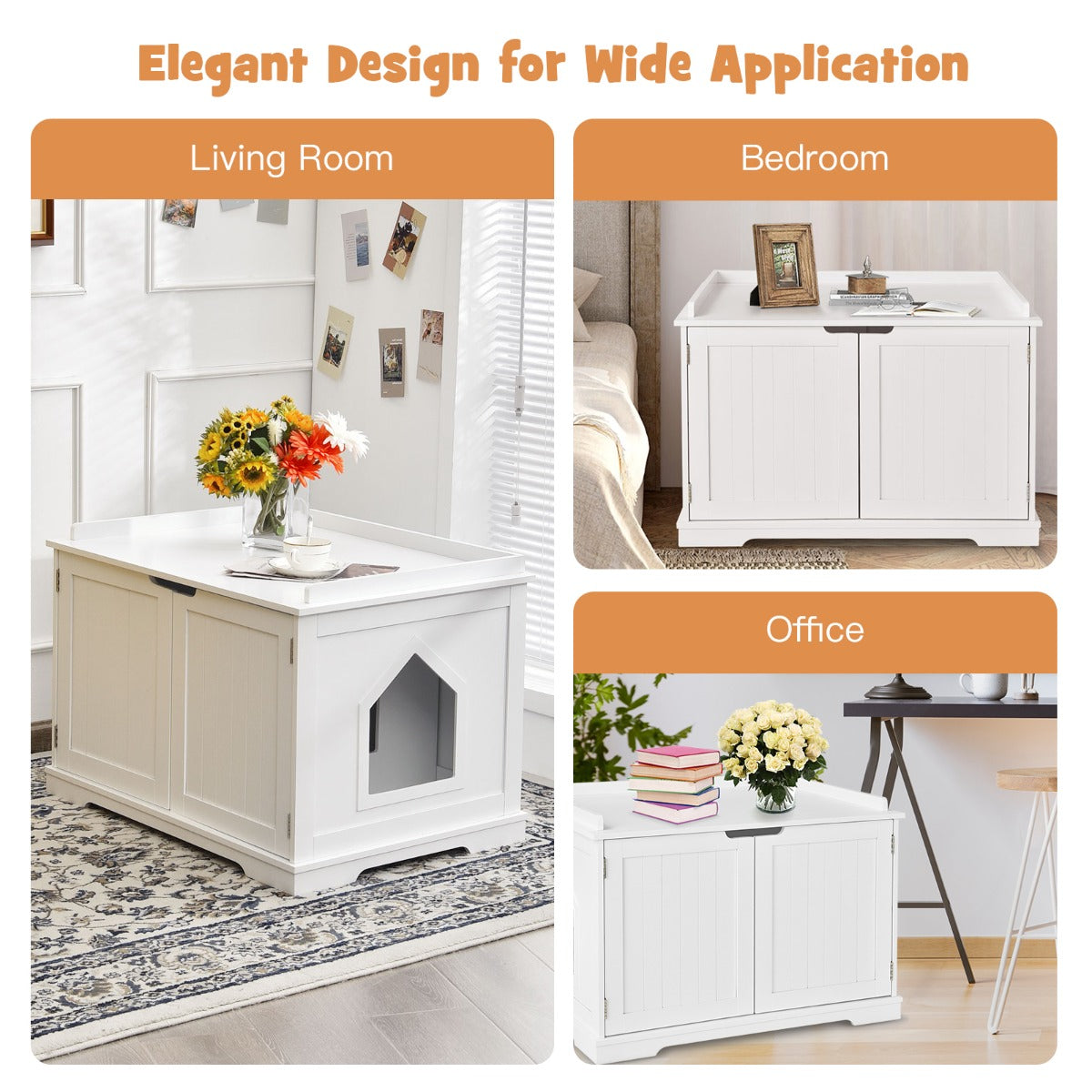 Cat Litter Box with Magnetic Door and Adjustable Partition