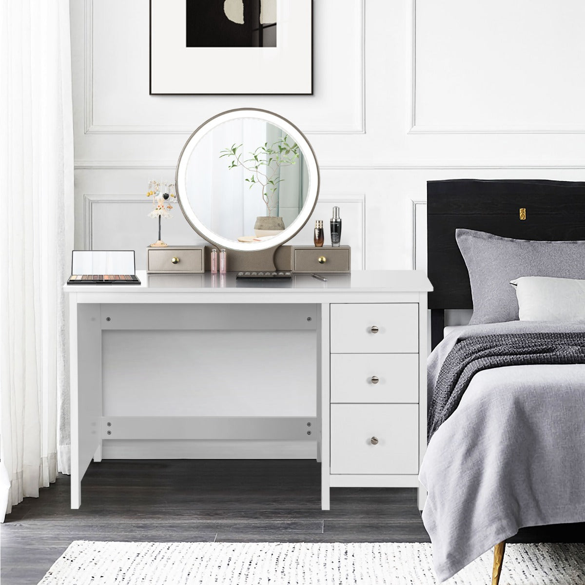 3-Drawer Computer Desk with Spacious Desktop for Office