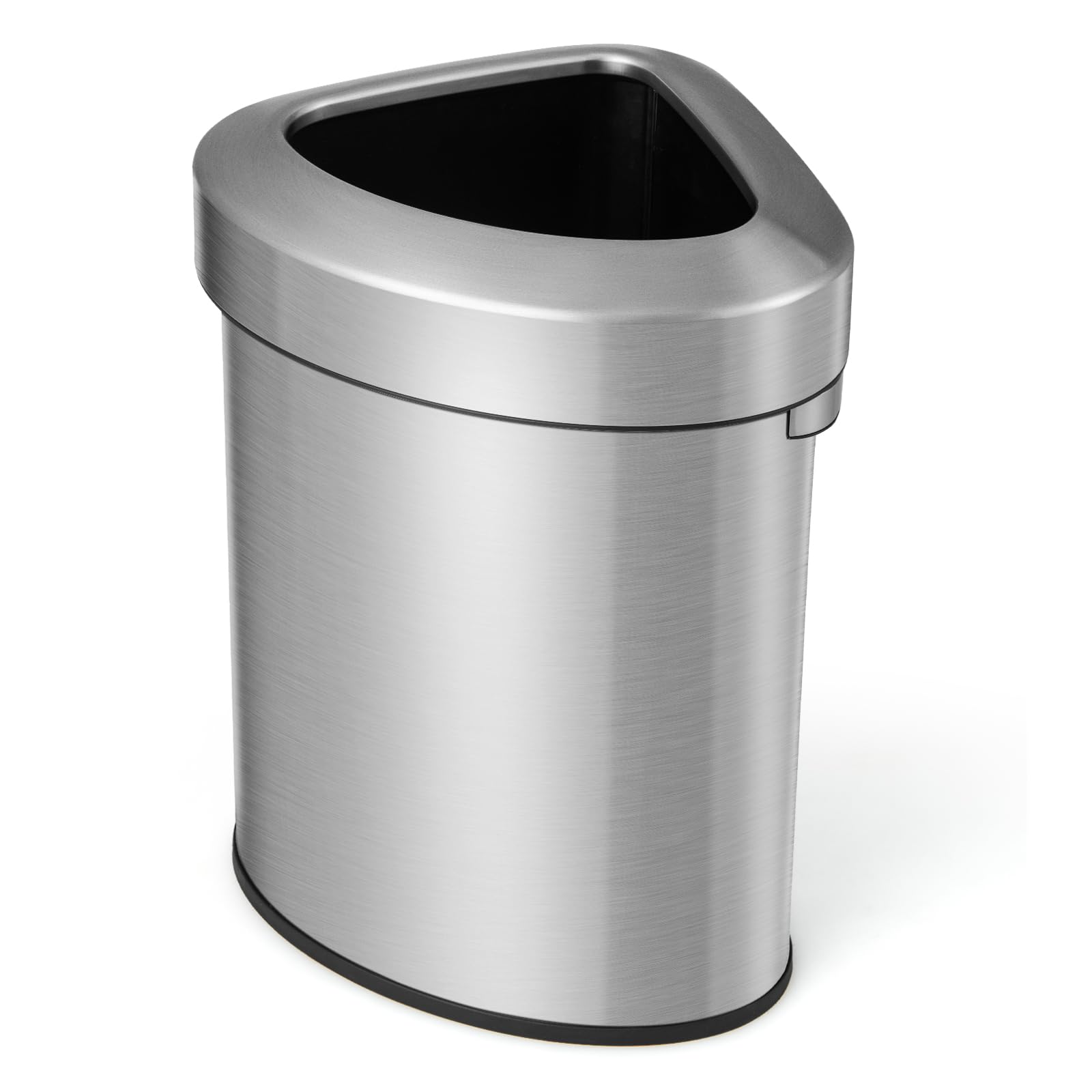 60L Stainless Corner Steel Trash Bin with Anti-slip Bottom for Narrow Space Kitchen Living Room