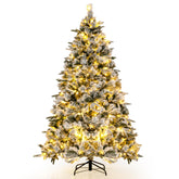 186 Christmas Tree with Pine Needles, Flocked Xmas Tree with 250 Warm White LED Lights & 752 Mixed Branch Tips