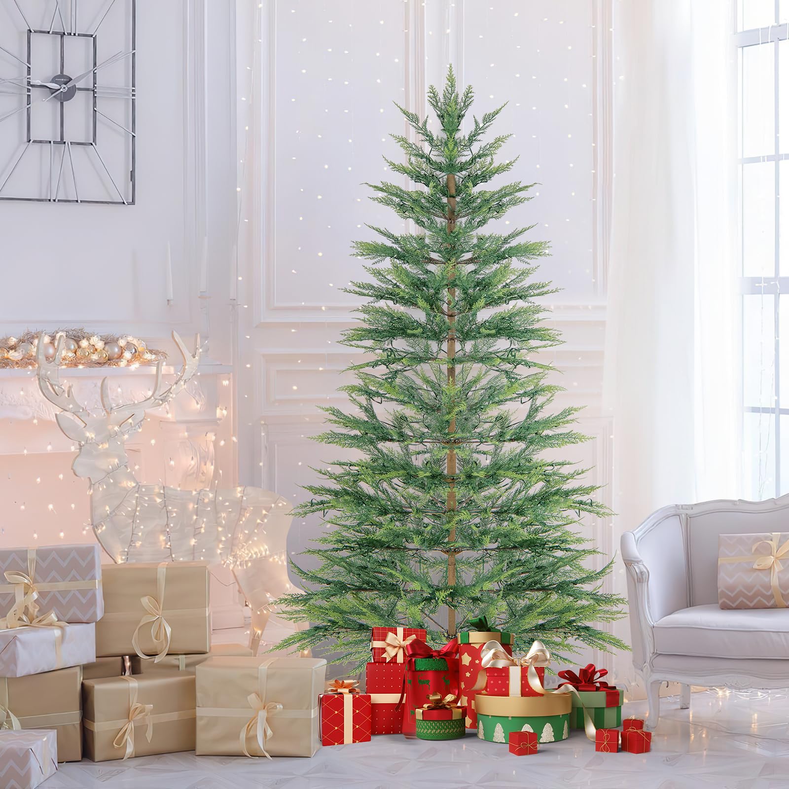 195CM Artificial Christmas Xmas Tree with Auto Timer & LED Lights