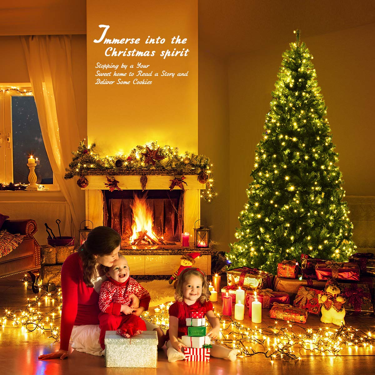 Pre-Lit Artificial Holiday Christmas Xmas Tree with 11 Mode & Color Lights