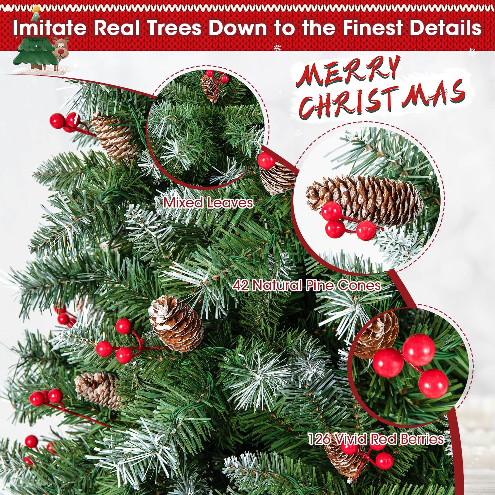 1.5m Artificial Xmas Tree with 450 PVC Branch Tips for Decoration