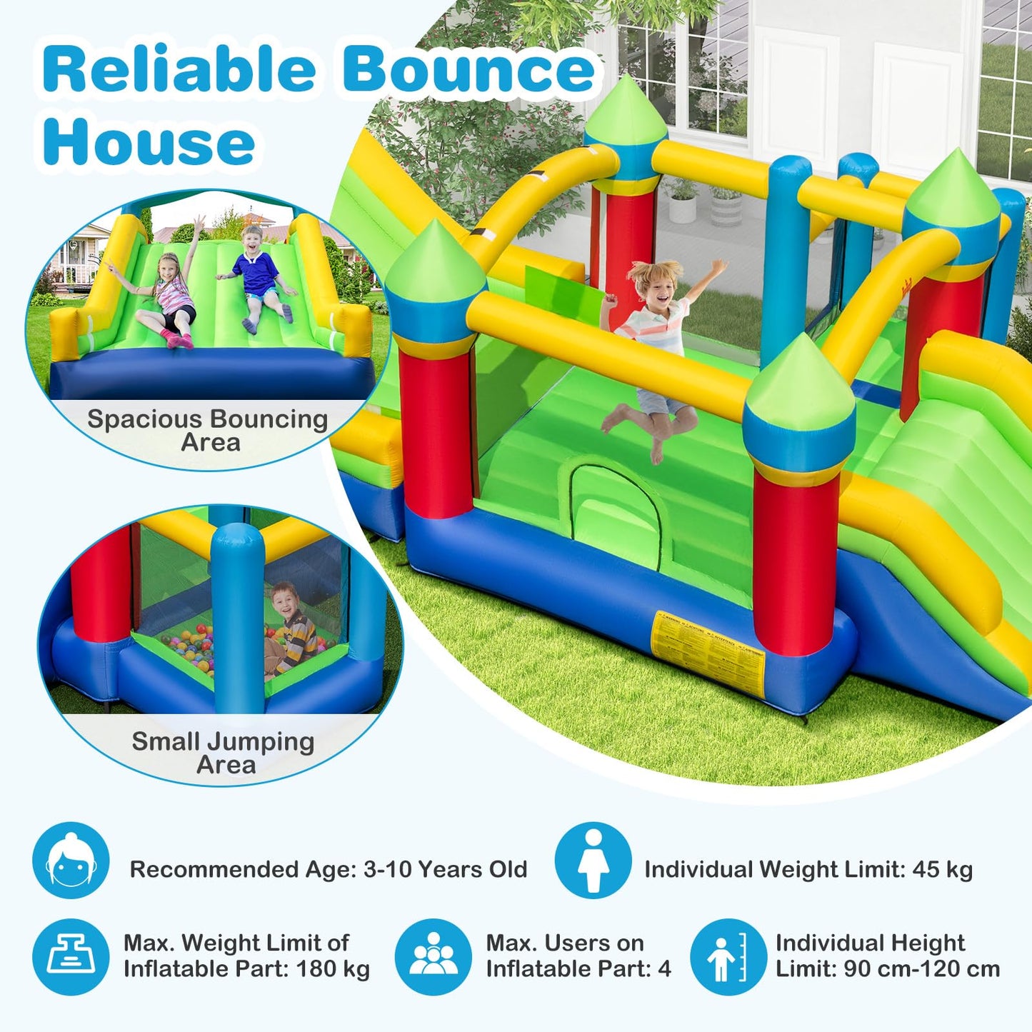Inflatable Obstacle Course Bounce House for Lawn, Yard