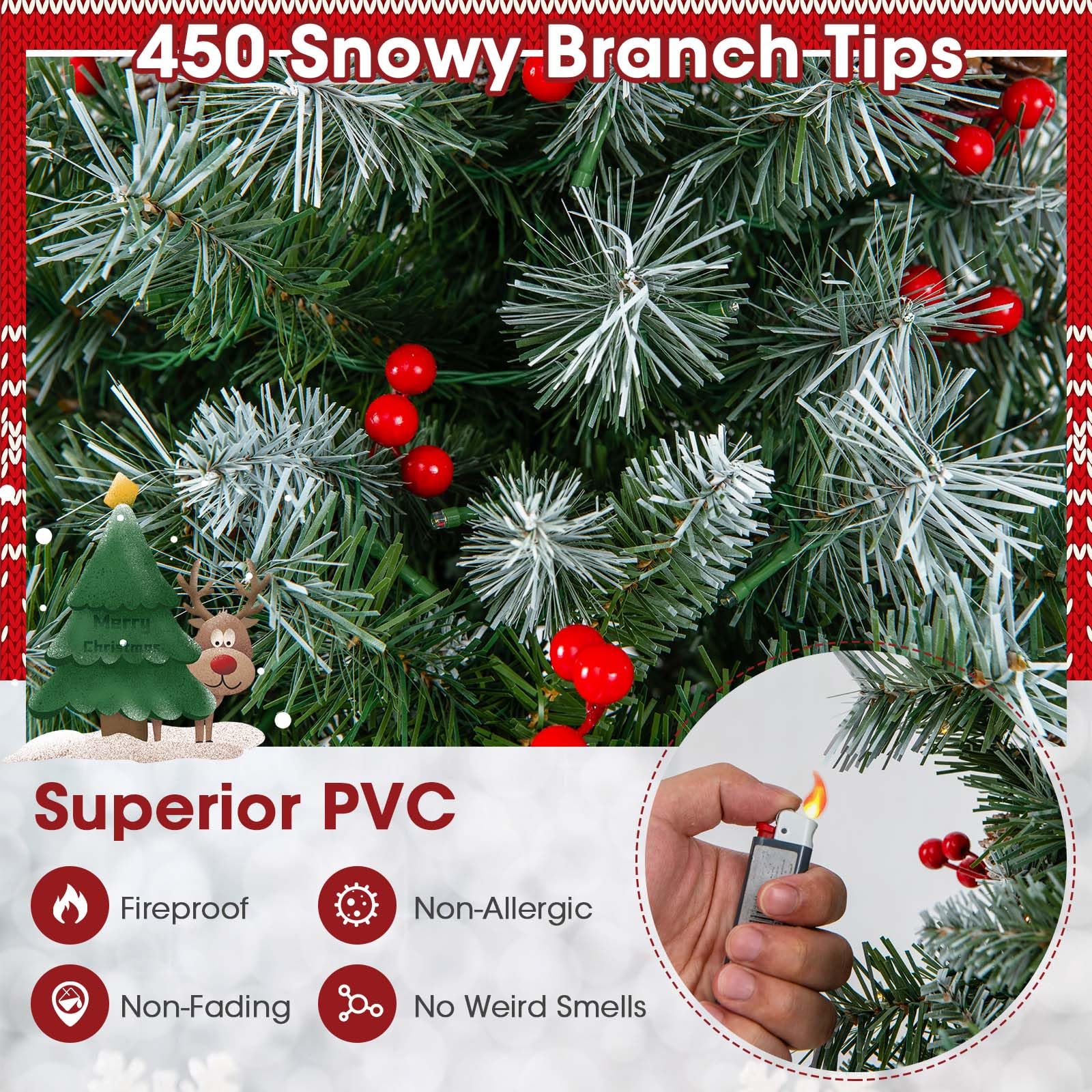 1.5m Artificial Xmas Tree with 450 PVC Branch Tips for Decoration