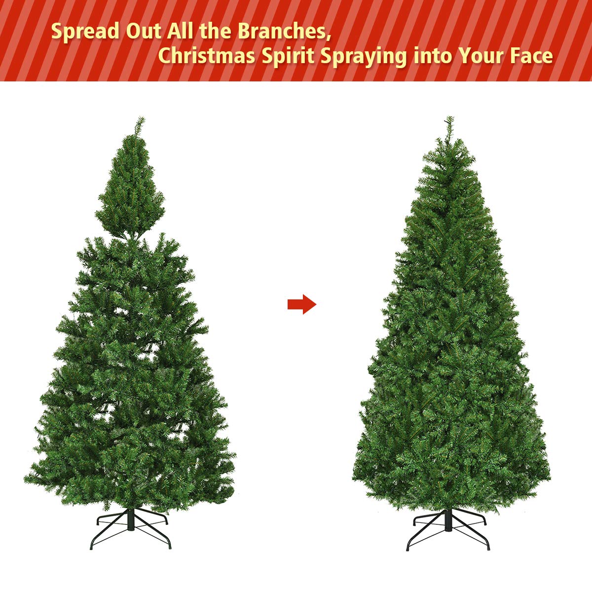 Pre-Lit Artificial Holiday Christmas Xmas Tree with 11 Mode & Color Lights