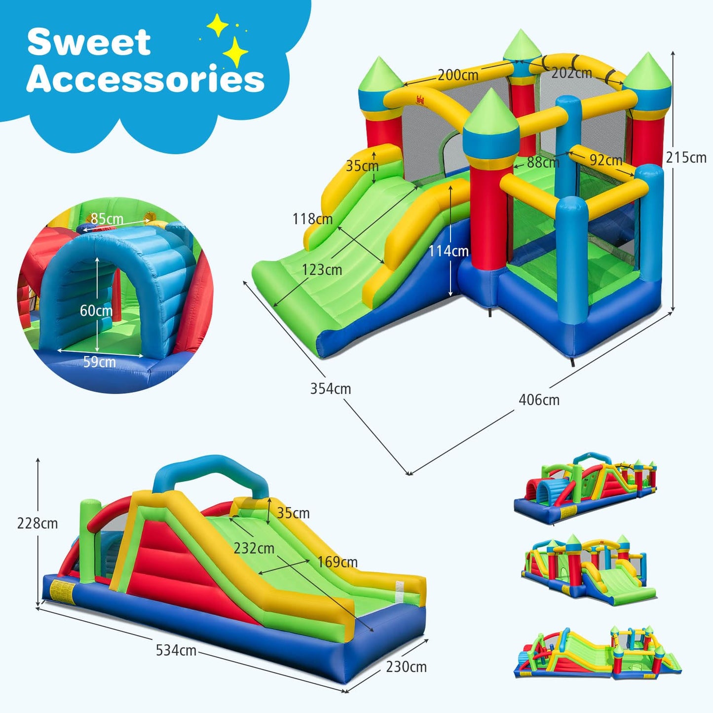 Inflatable Obstacle Course Bounce House for Lawn, Yard