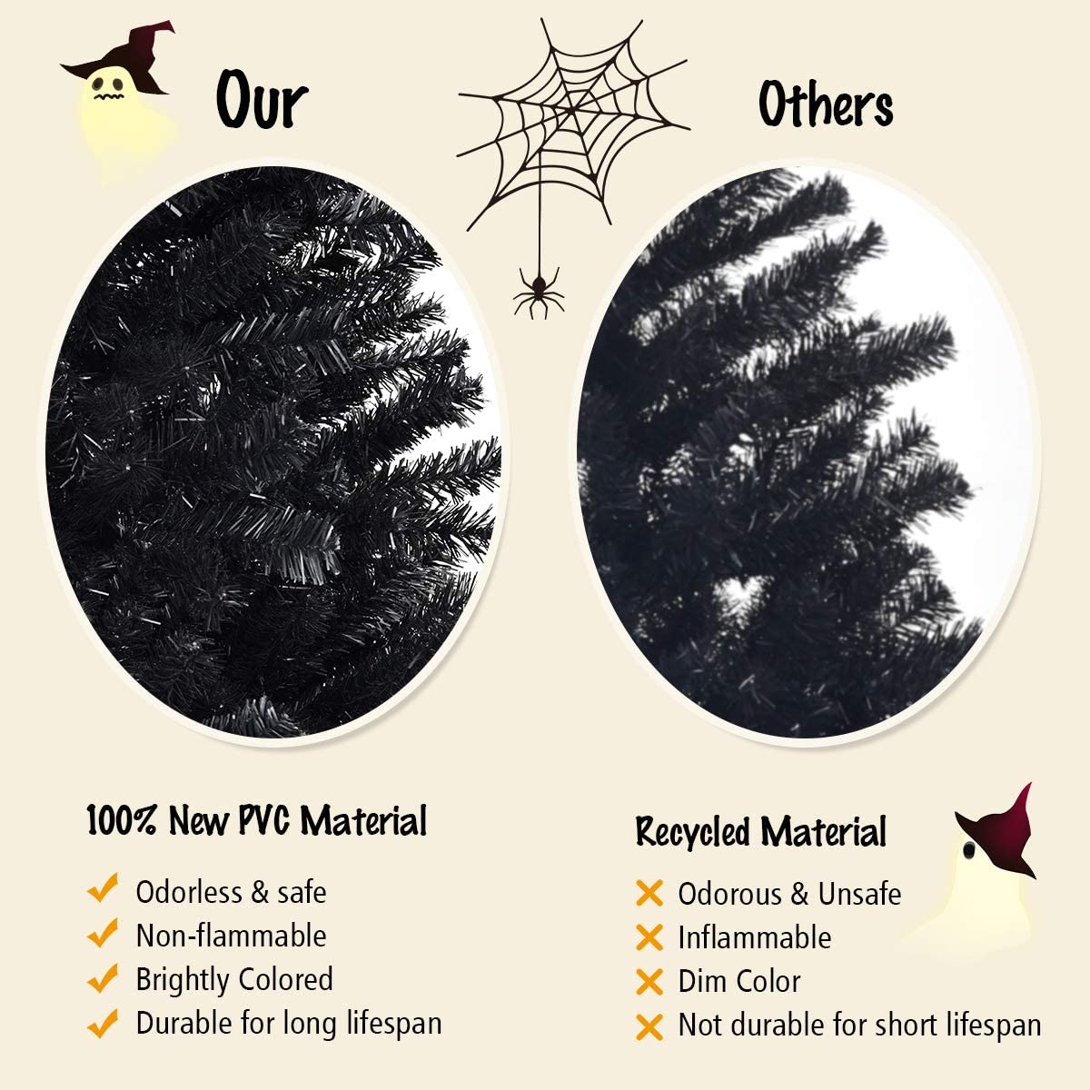2.25M Christmas Tree, Artificial Black Christmas Tree