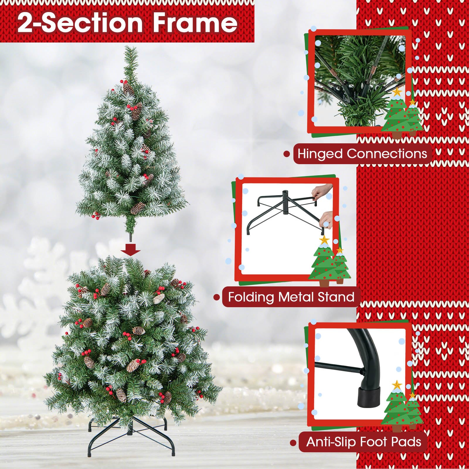 1.5m Artificial Xmas Tree with 450 PVC Branch Tips for Decoration