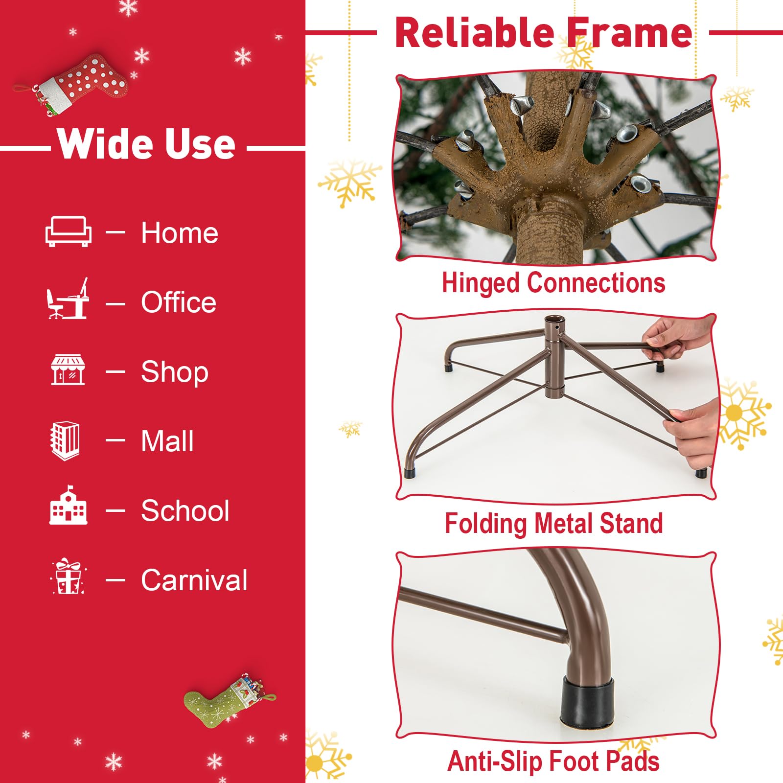 195CM Artificial Christmas Xmas Tree with Auto Timer & LED Lights