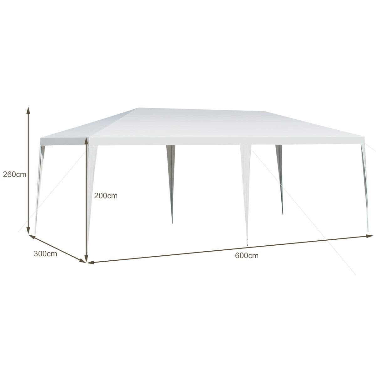 3m x 6m Canopy Tent, Waterproof Wedding Canopy with Wind Rope, Outdoor Shelter Pavilion for Parties Commercial Activity Camping