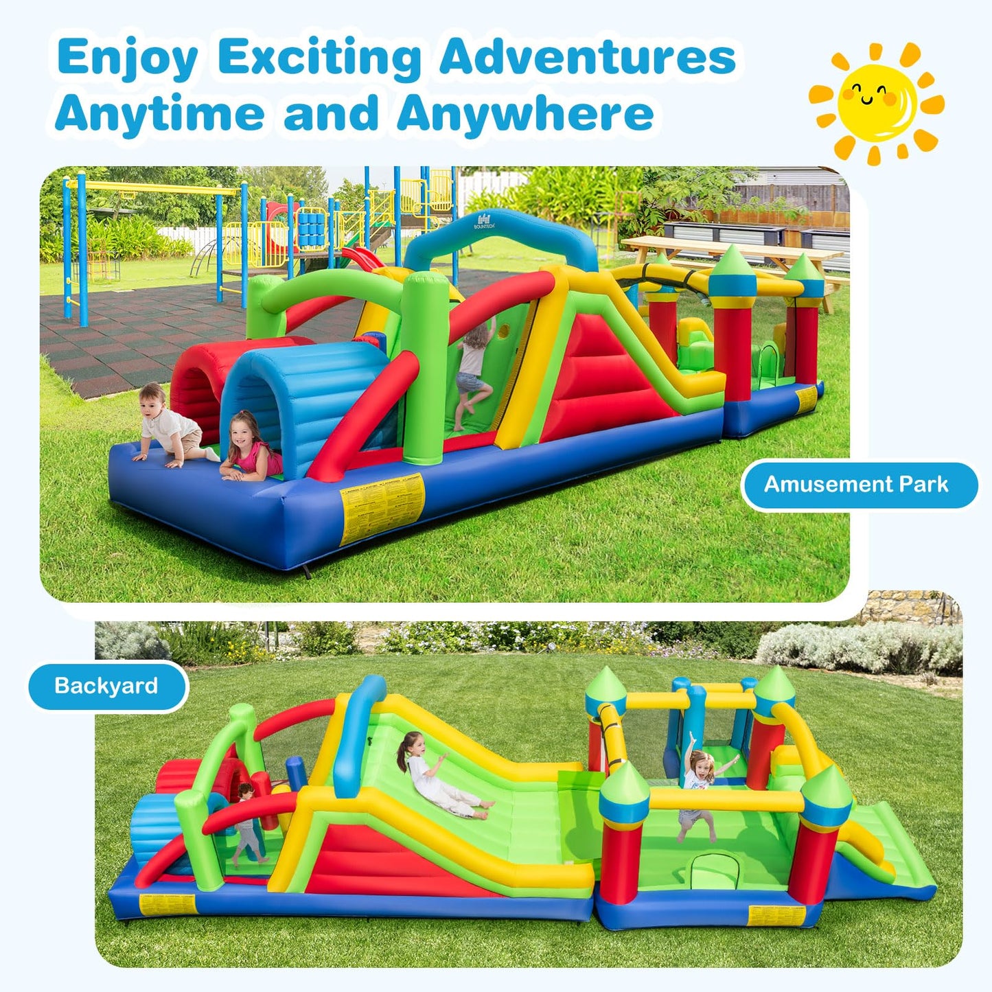 Inflatable Obstacle Course Bounce House for Lawn, Yard