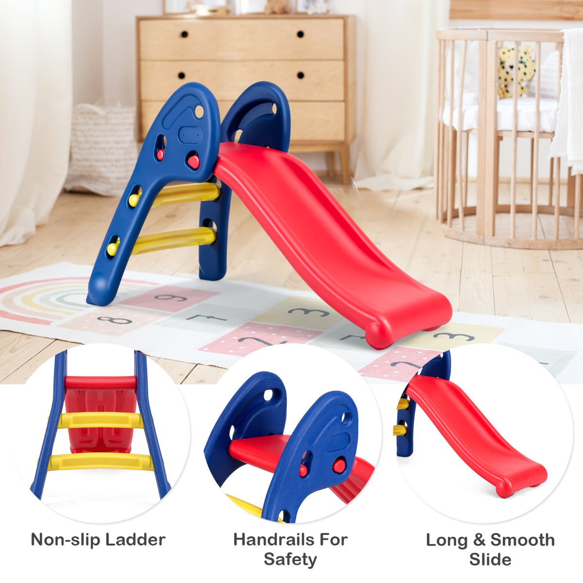 Kid Folding Sliding with Triangle Structure for Garden Patio Kid Room and Living Room