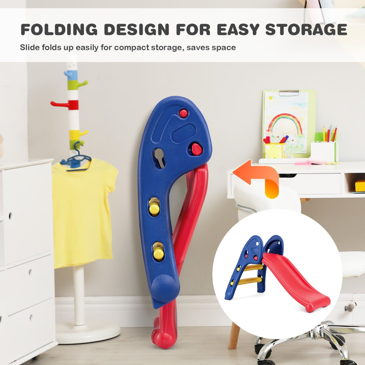 Kid Folding Sliding with Triangle Structure for Garden Patio Kid Room and Living Room