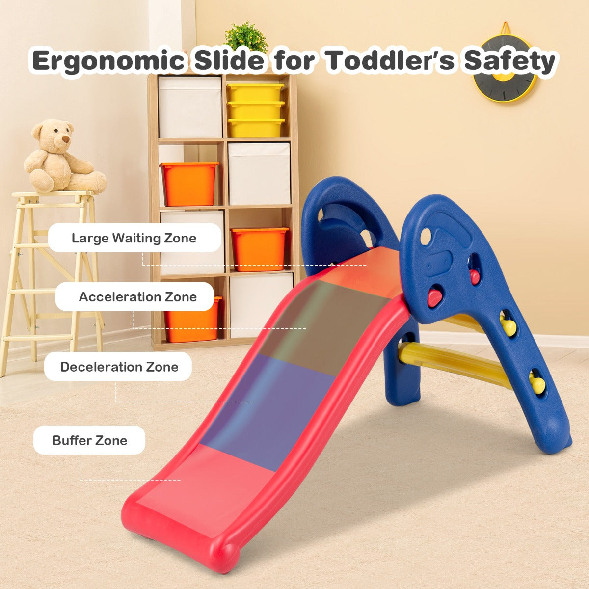 Kid Folding Sliding with Triangle Structure for Garden Patio Kid Room and Living Room