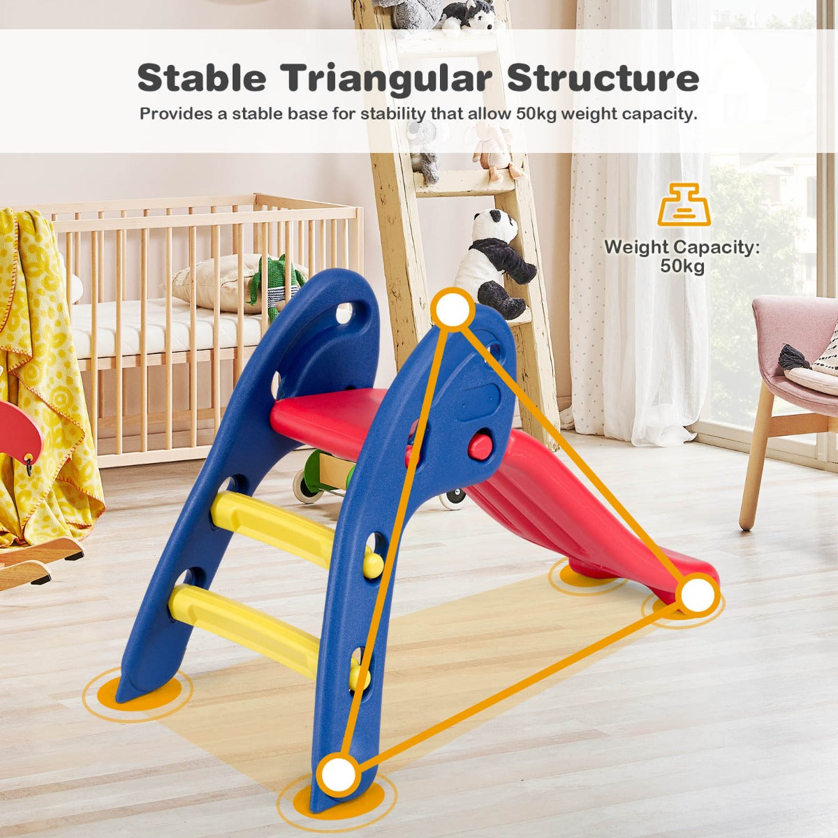 Kid Folding Sliding with Triangle Structure for Garden Patio Kid Room and Living Room