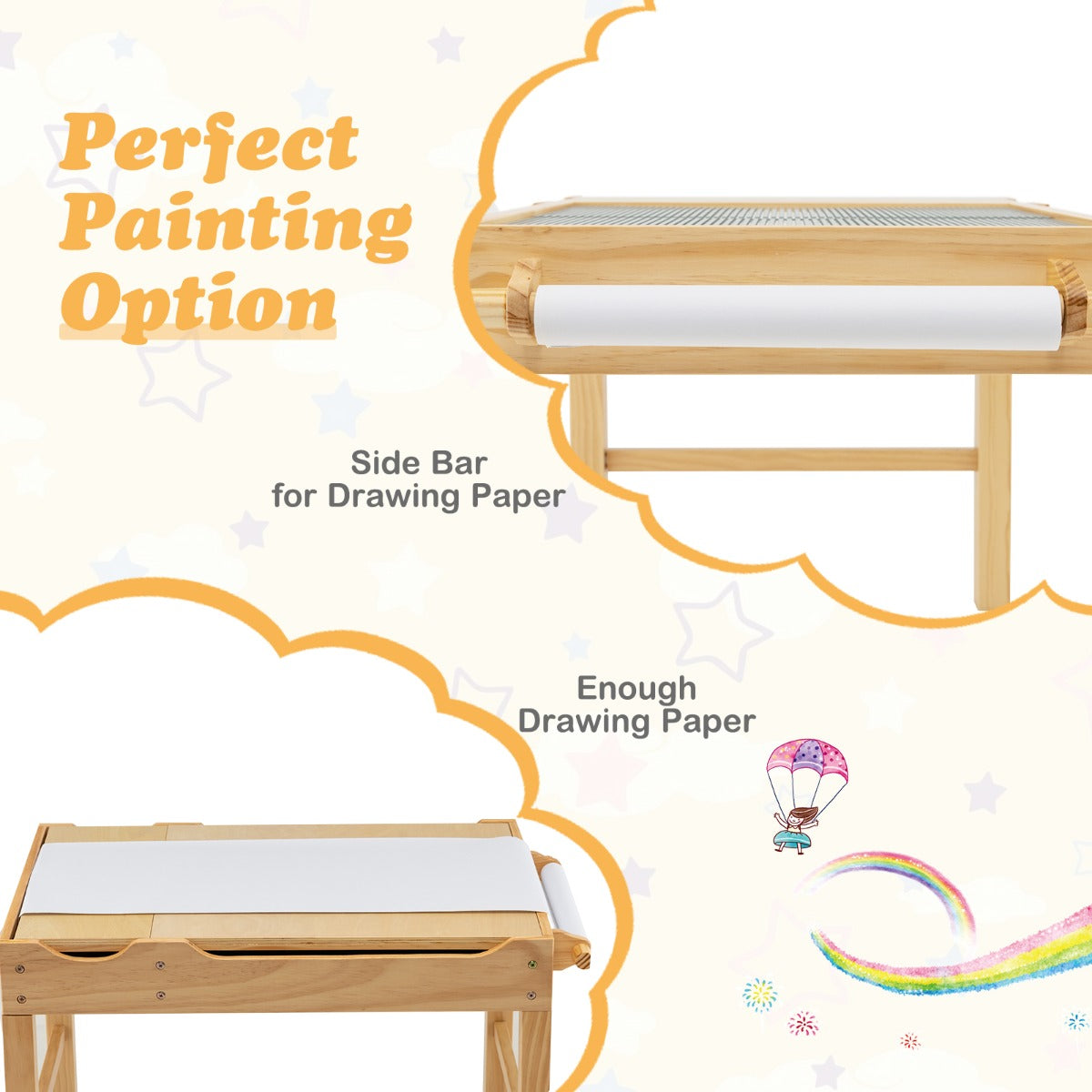 2-in-1 Kids Activity Table with Reversible Tabletop and Storage Compartments