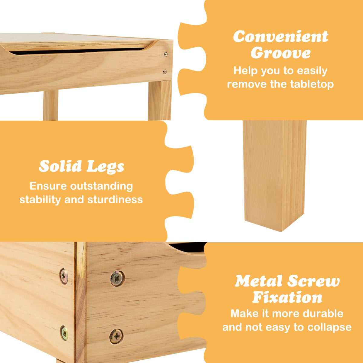 2-in-1 Kids Activity Table with Reversible Tabletop and Storage Compartments