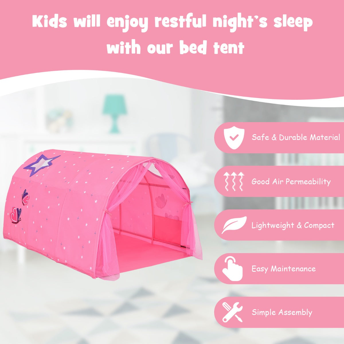 Kids Twin Sleeping Tent Playhouse with Carry Bag