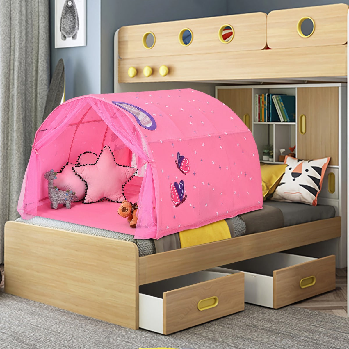 Kids Twin Sleeping Tent Playhouse with Carry Bag