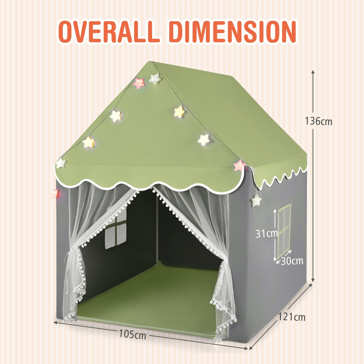 Kids Playhouse Tent with Washable Mat for Boys & Girls