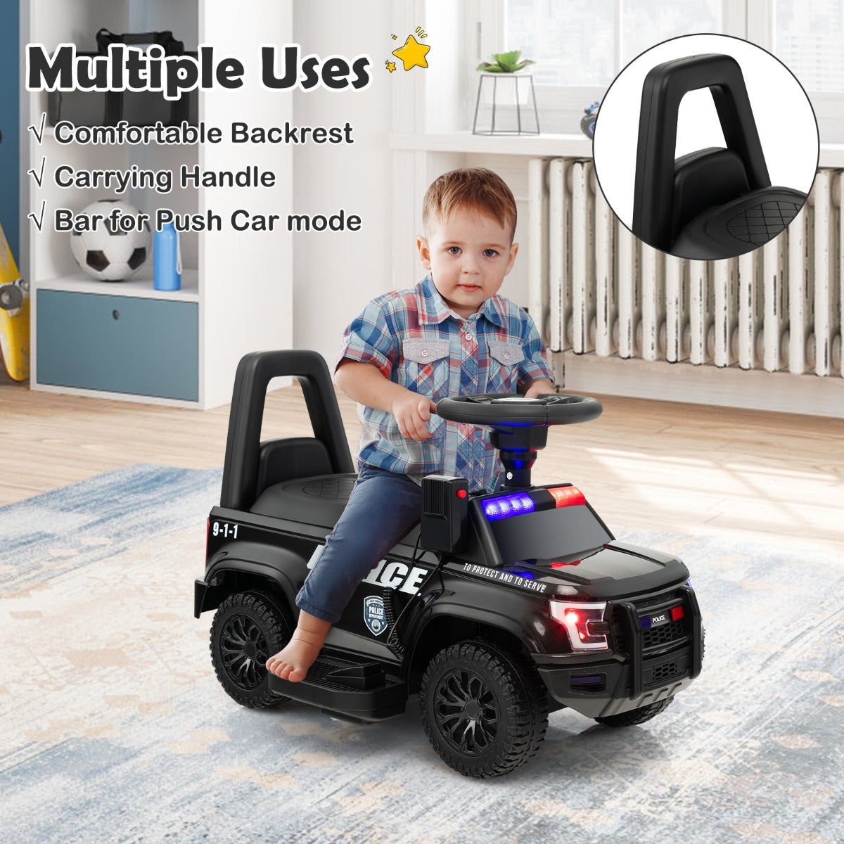 Kids Ride On Police Car with Real Megaphone and Headlights