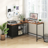 L-shaped Computer Desk with Power Outlet for Working