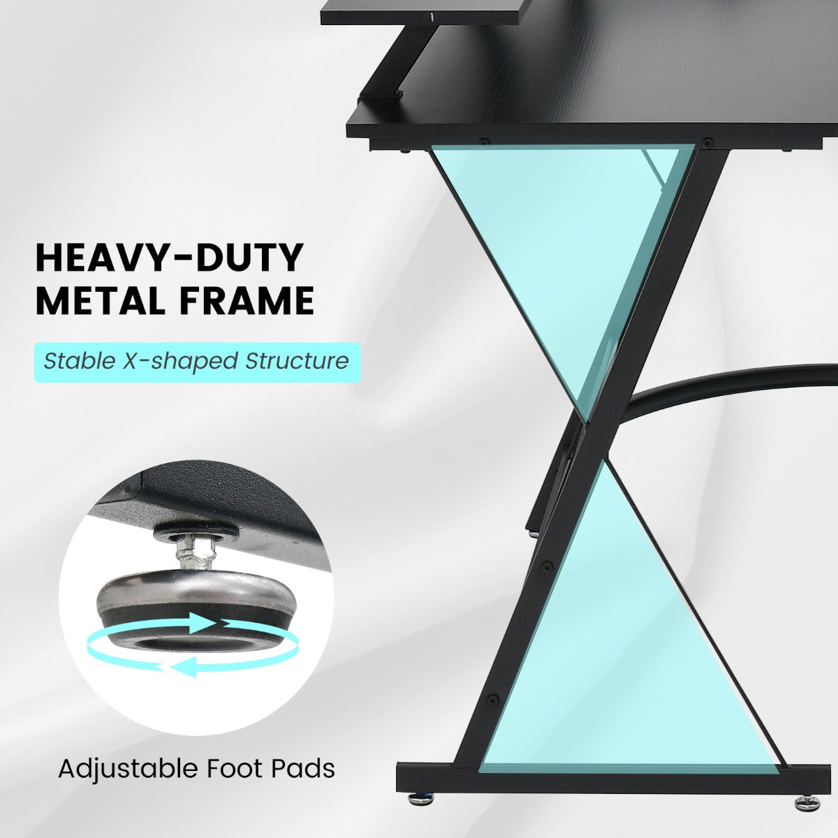 L-shaped Computer Desk with Power Outlet for Home Office