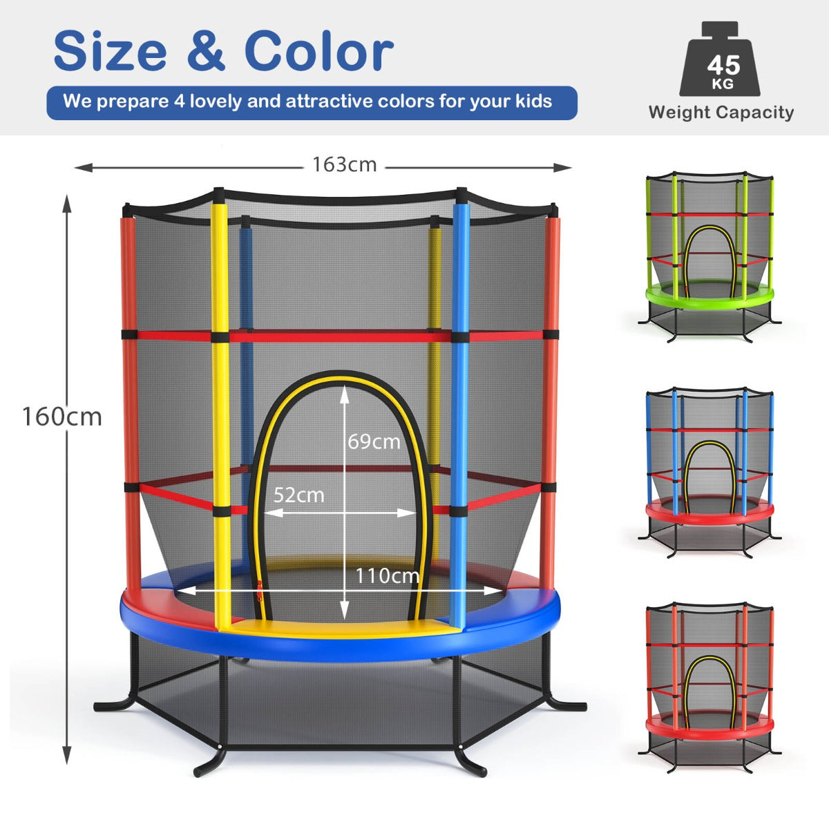 Mini Kids Trampoline with Enclosure Net for Family Games