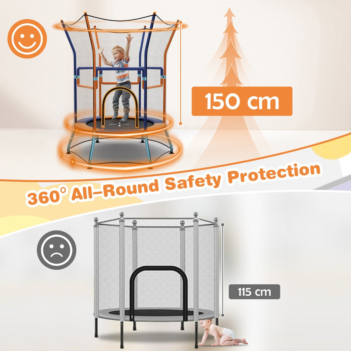Mini Trampoline with Safety Enclosure Net