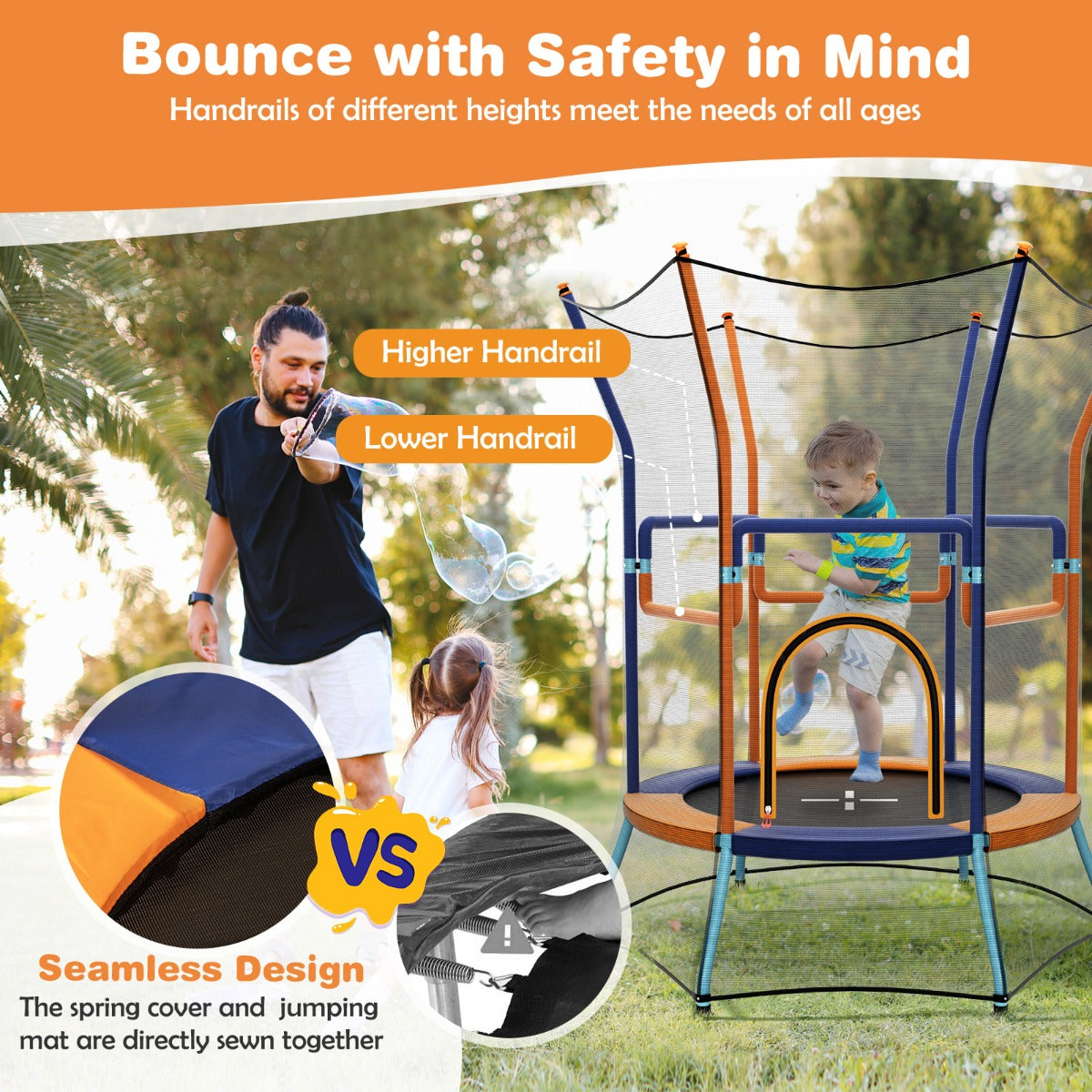 Mini Trampoline with Safety Enclosure Net