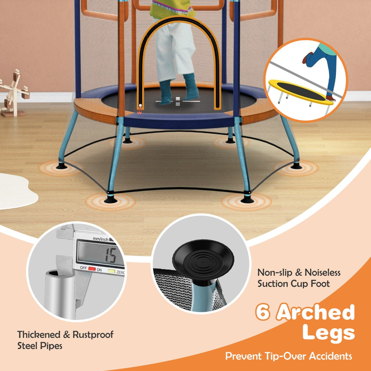 Mini Trampoline with Safety Enclosure Net