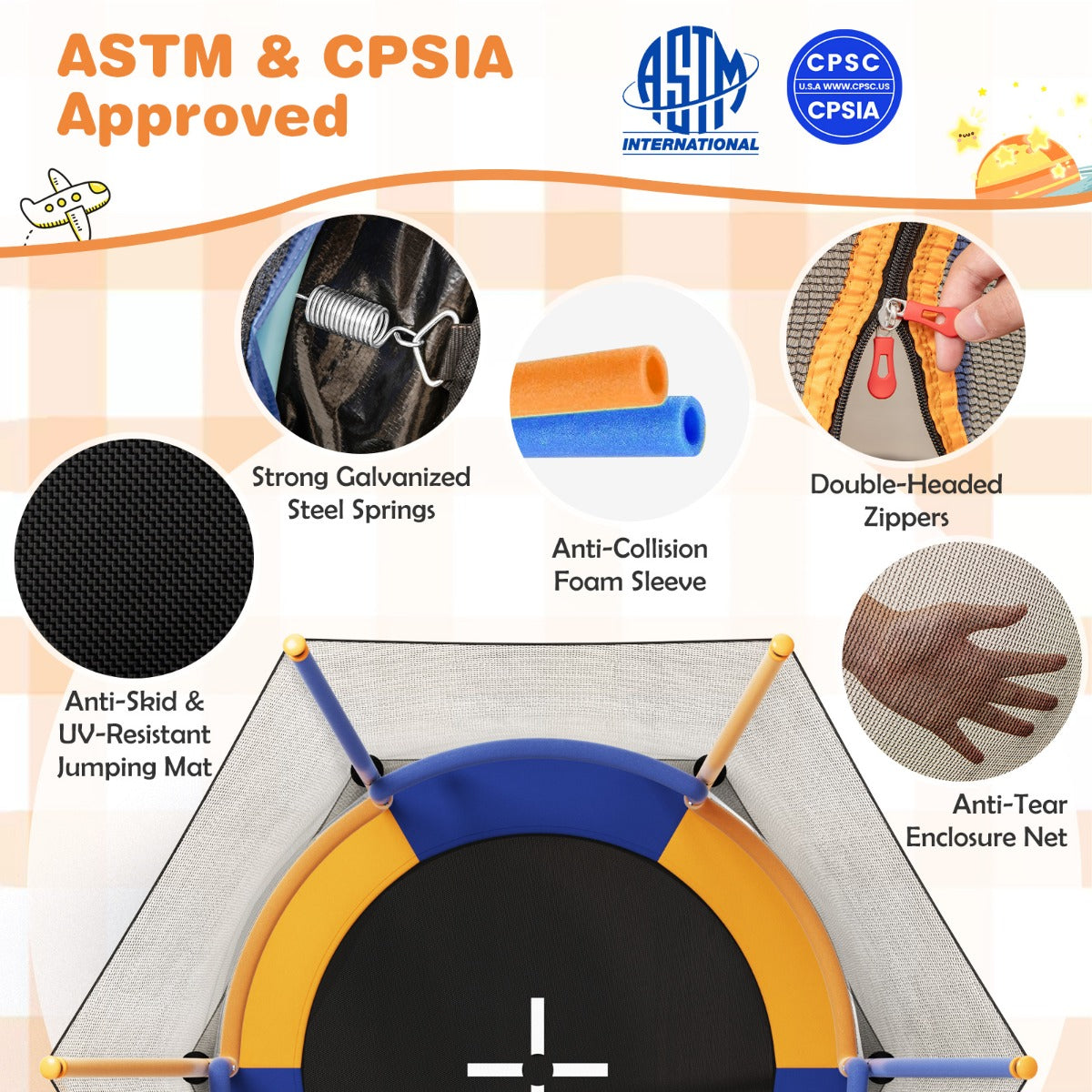 Mini Trampoline with Safety Enclosure Net