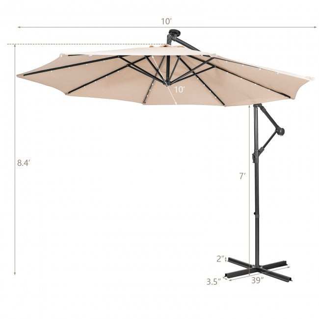 10ft Patio Offset Hanging Umbrella with Easy Tilt Adjustment
