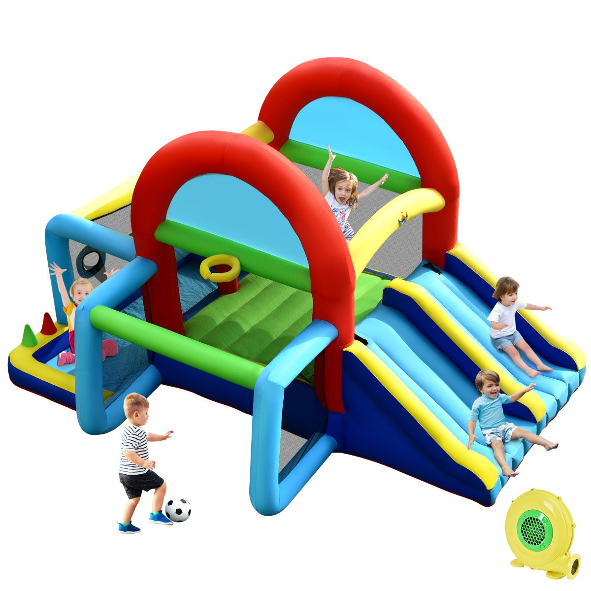 Inflatable Bounce House with Dual Slides and Jumping Area with 450W Blower
