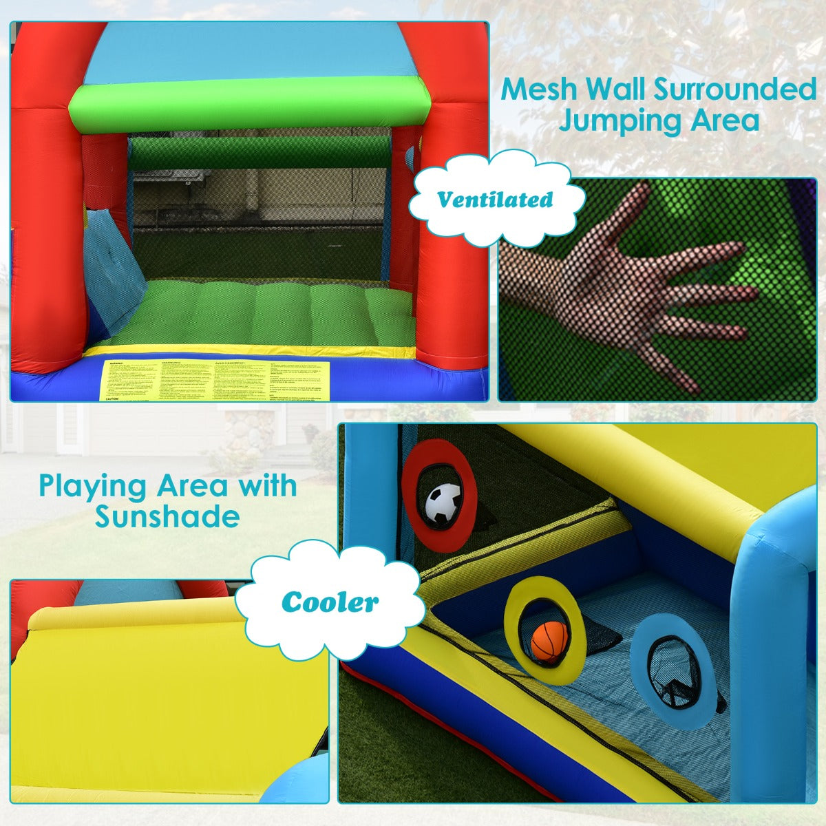 Inflatable Bounce House with Dual Slides and Jumping Area with 450W Blower