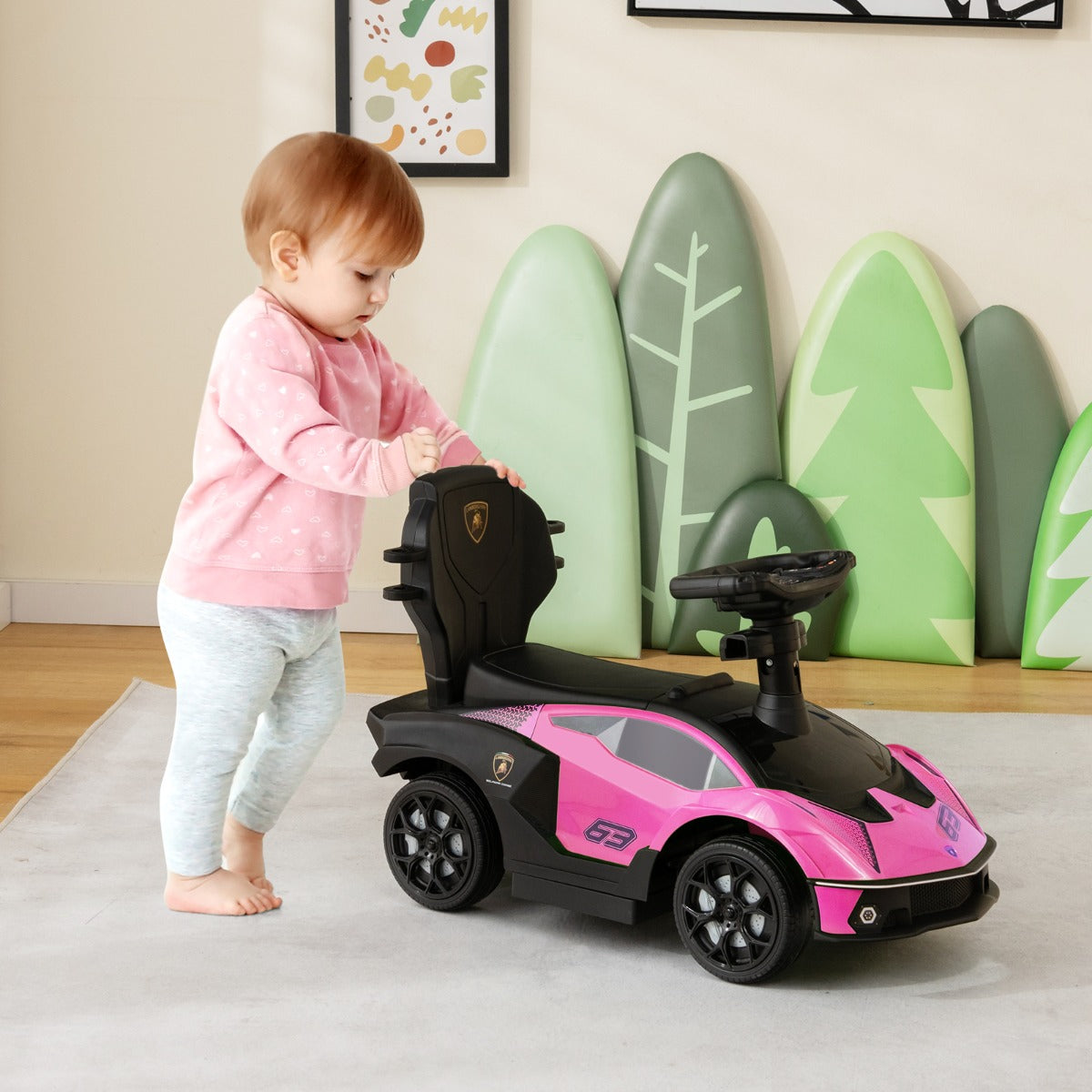 3-in-1 Licensed Lamborghini Ride on Push Car for Boys and Girls from 12 to 36 Months