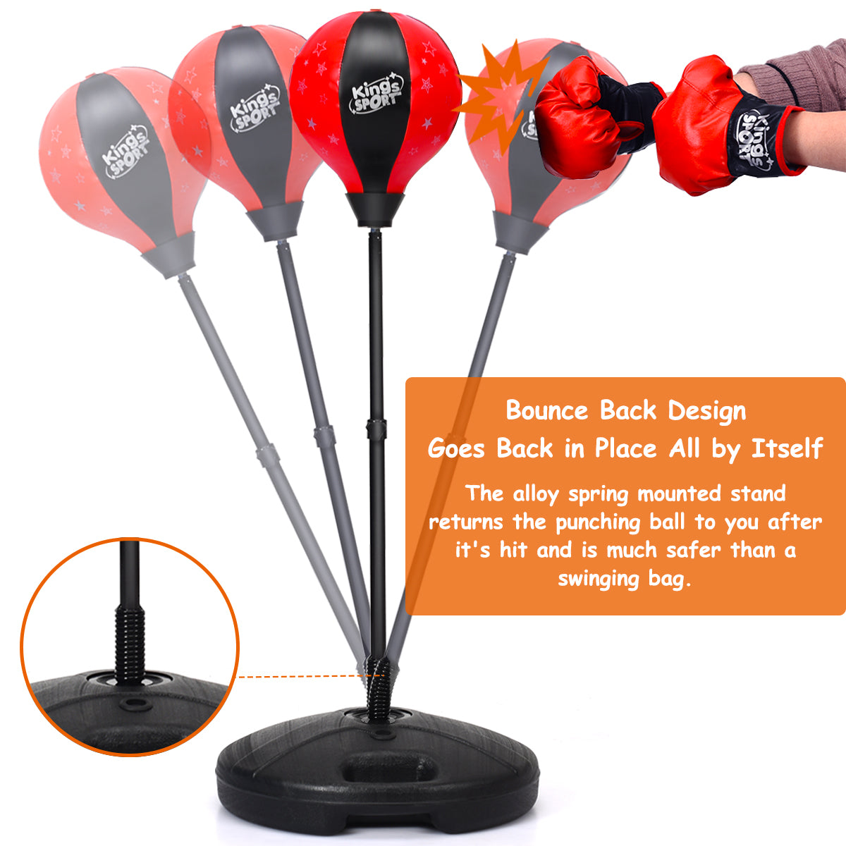 81cm-117cm Height Adjustable Punching Ball Set with Large Capacity Base