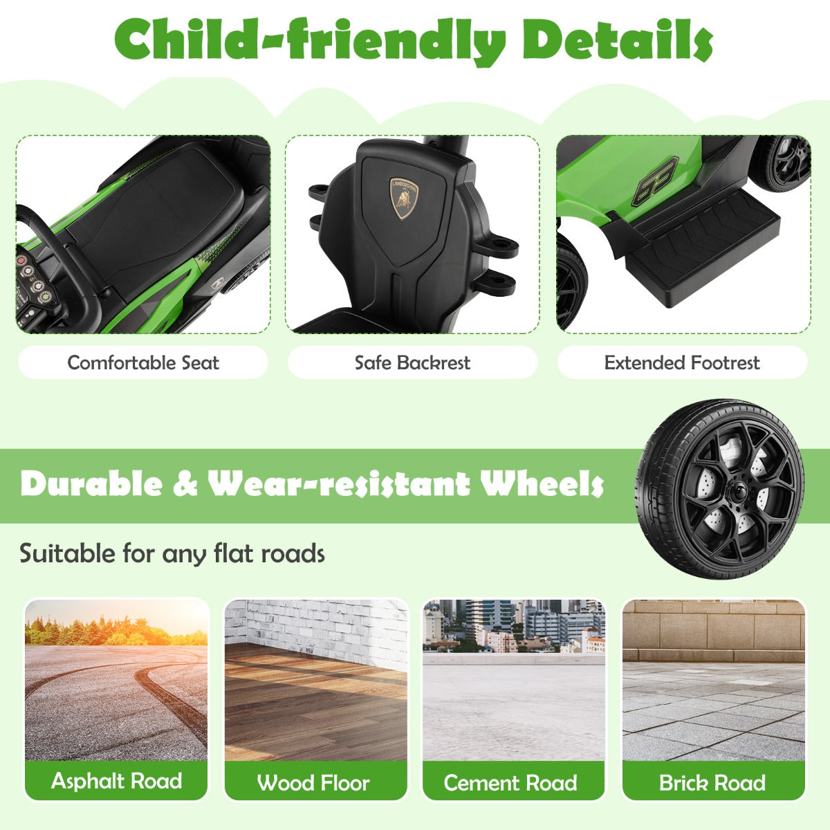 3-in-1 Licensed Lamborghini Ride on Push Car for Boys and Girls from 12 to 36 Months