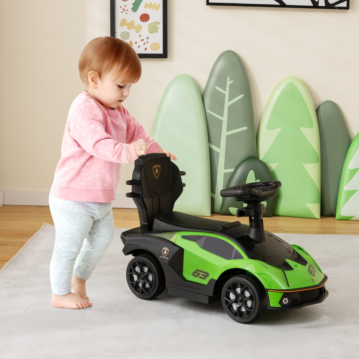 3-in-1 Licensed Lamborghini Ride on Push Car for Boys and Girls from 12 to 36 Months