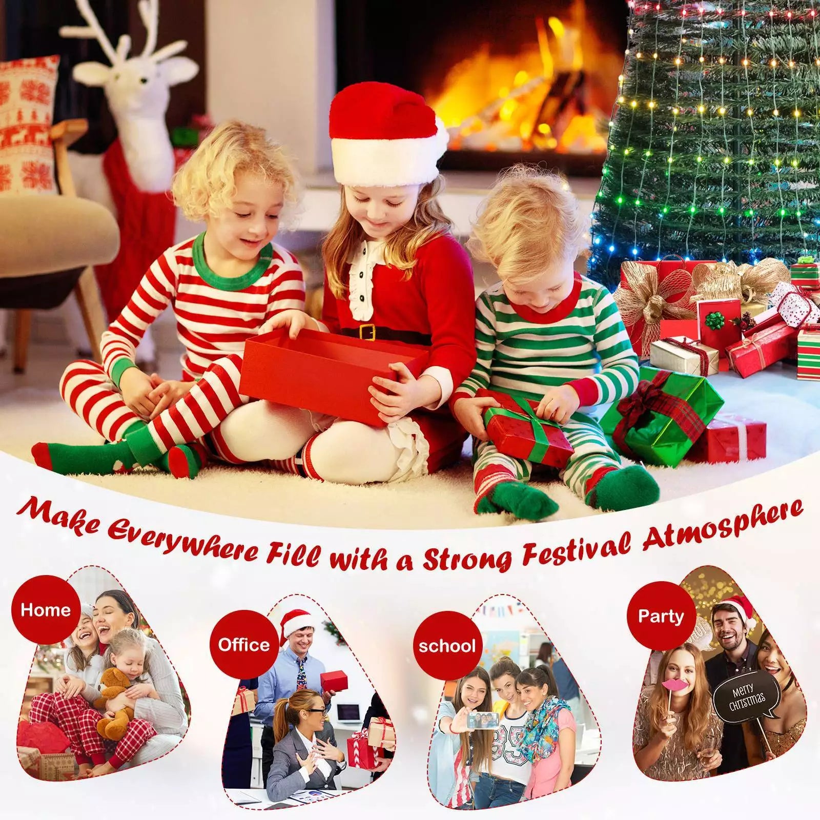 Indoor & Outdoor 190 cm Pop-up Christmas Tree Pre-Lit Xmas Tree w/12 Light Modes