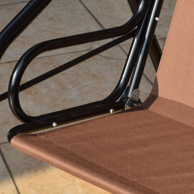 3 Seat Outdoor Patio Swing Chair Canopy Swing with Cushion and Steel Frame
