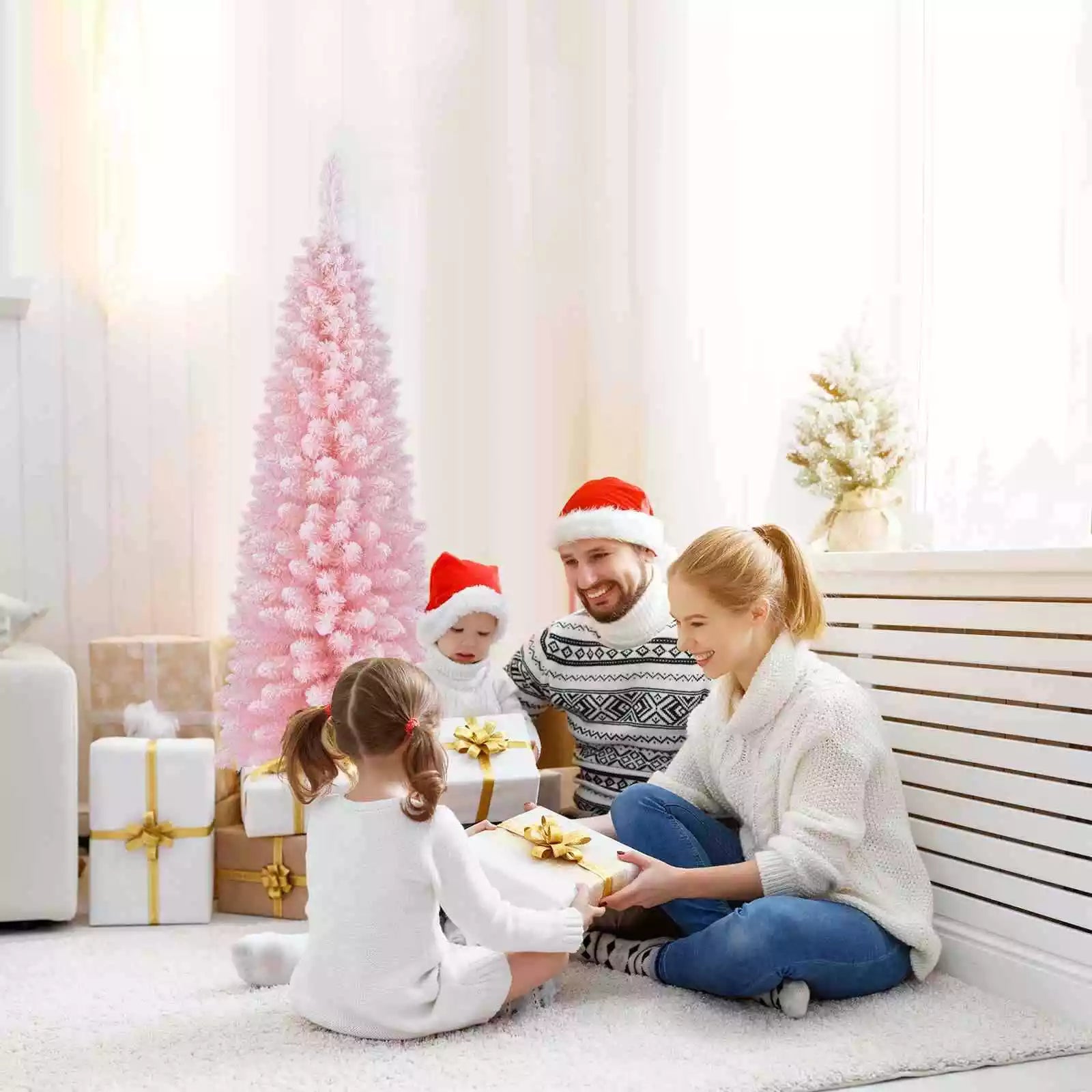 Christmas Slim Pencil Tree Unlit Corner Xmas Decoration for Seasonal Home