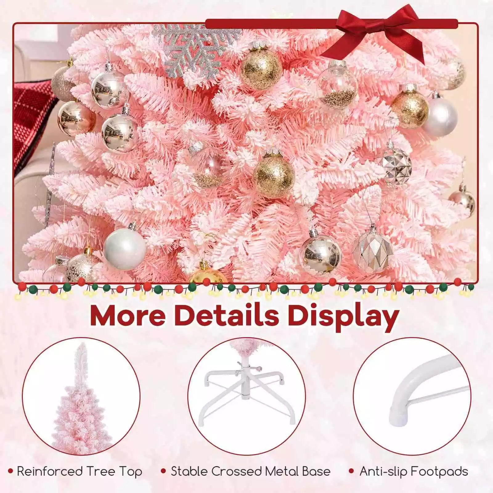 Christmas Slim Pencil Tree Unlit Corner Xmas Decoration for Seasonal Home